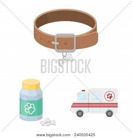 Veterinary Clinic Cartoon Icons In Set Collection For Design. Treatment Of A Pet Vector Symbol Stock