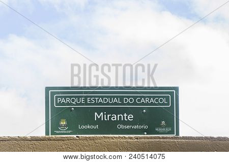 Caracol State Park Waterfall City Canela Brazil Plaque Sign