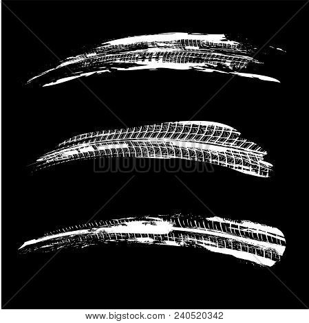 Automobile Tire Tracks Vector Illustration. Grunge Automotive Element Useful For Poster, Print, Flye