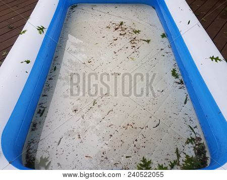 Plastic Kiddie Pool With Water And Debris Being Drained