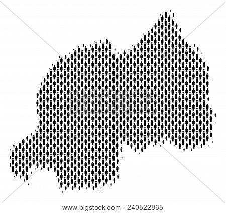 Demography Rwanda Map People. Population Vector Cartography Concept Of Rwanda Map Composed Of Men It
