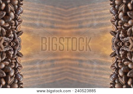 Coffee Beans On A Dark Wooden Background. Large Size, Billboard, Background, Texture, Wallpaper