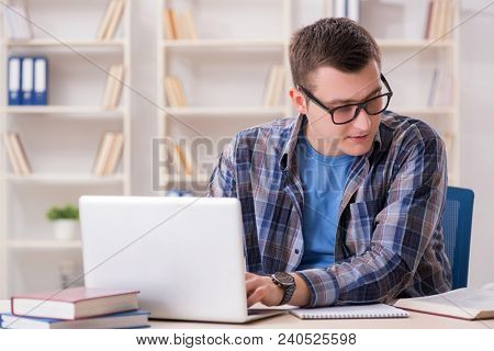 Young student studying over internet in telelearning concept
