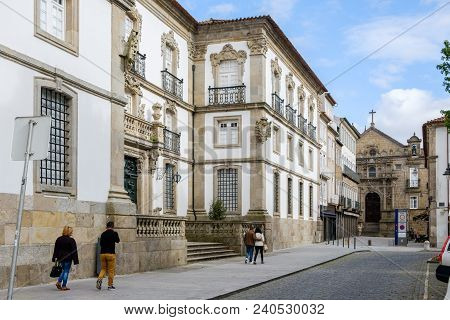 Braga, Portugal - May 13, 2018 : We Can See From The Right Side, Public Library Of Braga To The Bott