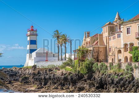 Santa Marta Lighthouse In Cascais. Cascais Lisbon Portugal
