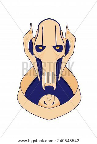 Toy Robot Icon In Thin Outline Style. Vector Illustrations