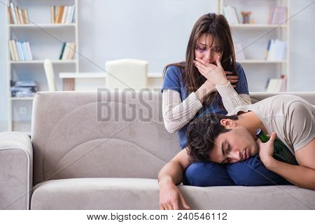 Desparate wife with aggressive husband in domestic violence conc