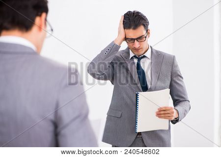 Politician planning speach in front of mirror