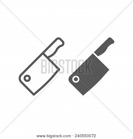 Meat Cleaver Knife Line And Glyph Icon, Kitchen And Cooking, Butcher Knife Sign Vector Graphics, A L