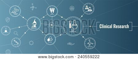 Medical Healthcare Icons W People Charting Disease Or Scientific Discovery Web Header Banner