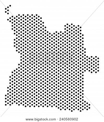 Pixel Angola Map. Vector Geographic Scheme. Cartographic Pattern Of Angola Map Composed Of Filled Ci