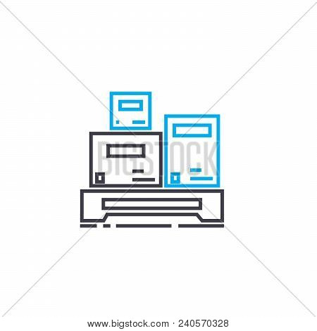 Cargo Warehousing Vector Thin Line Stroke Icon. Cargo Warehousing Outline Illustration, Linear Sign,