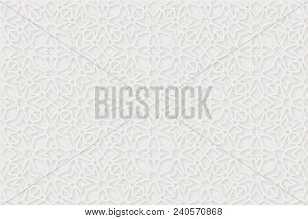 Arabic Pattern Background. Islamic Ornament Vector. Geometric 3d Shape. Texture Arabian Traditional 