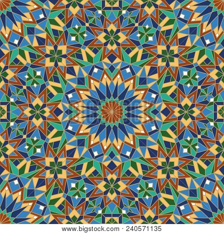 Morrocan Seamless Mosaic Pattern. Arabic Abstract Background