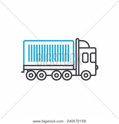 Container Carriage Vector Thin Line Stroke Icon. Container Carriage Outline Illustration, Linear Sig