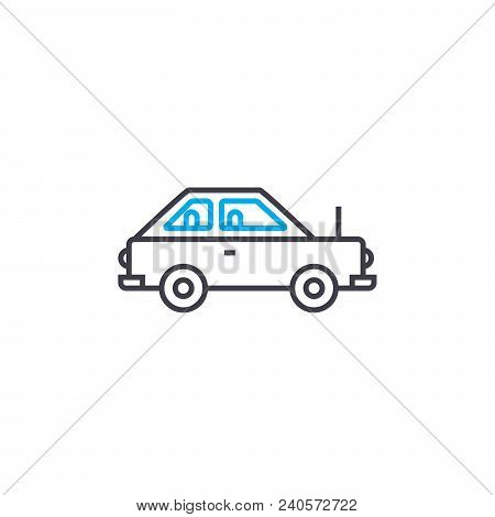 Coupe Car Vector Thin Line Stroke Icon. Coupe Car Outline Illustration, Linear Sign, Symbol Isolated