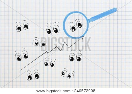 Website Analytics, Seo And Performance Conceptual Illustration: Eyes Icons Symbol Of Views And Stas 