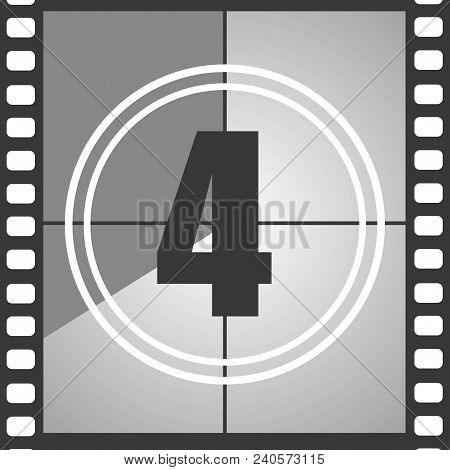 Number 4 From Old Movie Count Down (four). Film Countdown Number. Vector Illustration Eps 10.