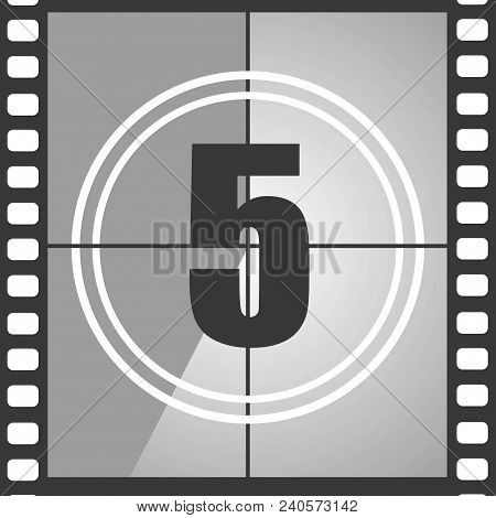 Number 5 From Old Movie Count Down (five). Film Countdown Number. Vector Illustration Eps 10.
