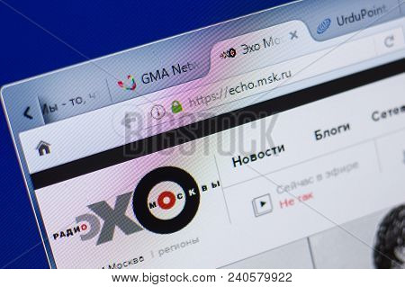 Ryazan, Russia - May 13, 2018: Echo Of Moscow Website On The Display Of Pc, Url - Echo.msk.ru