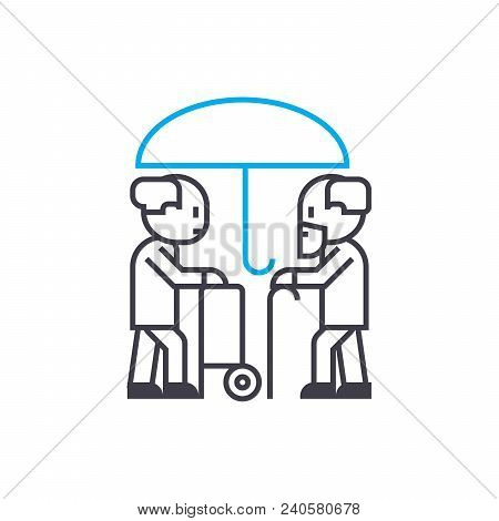 Longevity Insurance Vector Thin Line Stroke Icon. Longevity Insurance Outline Illustration, Linear S