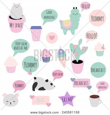 Big Set Of Vector Cliparts For Scrapbooking, Bullet Journals, Stickers, Patches.