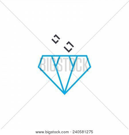 Market Of Precious Stones Vector Thin Line Stroke Icon. Market Of Precious Stones Outline Illustrati