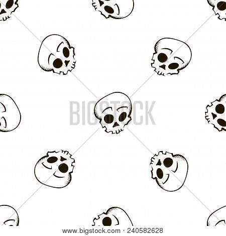 Cute Seamless Pattern With Skulls. Creative Vector Texture.