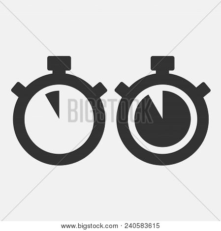 Stopwatch Vector Icon On Gray Background. Fifty Five Seconds. Eps 10 Vector.
