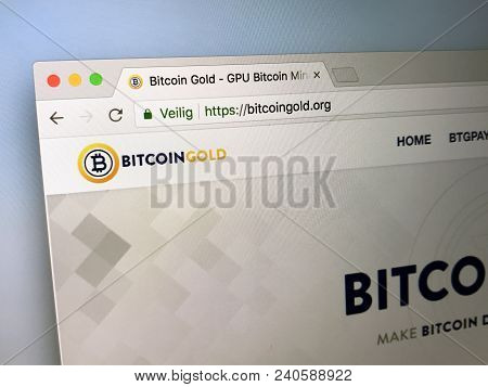 Amsterdam, Netherlands - May 13, 2018: Website Of Bitcoingold (btg). Bitcoin Gold Is Digital Currenc
