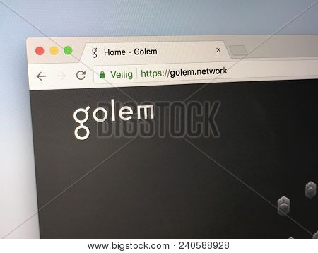 Amsterdam, Netherlands - May 13, 2018: Website Of Golem (gnt). Gelom Is A Cryptocurrency Or Digital 