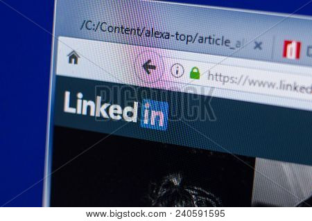 Ryazan, Russia - May 13, 2018: Linkedin Website On The Display Of Pc, Url - Linkedin.com
