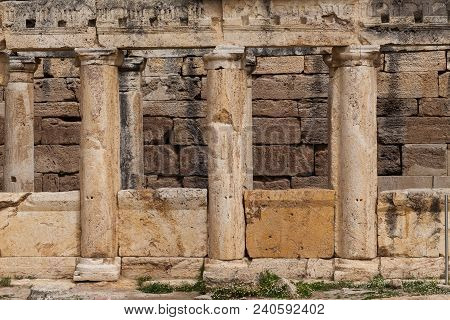 Ruins Of Ancient Greco-roman Theater In Ancient City Hierapolis Near Pamukkale, Turkey