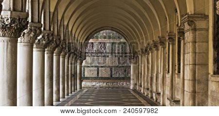 Stone Columns Of Marcos Square N Venice Italy