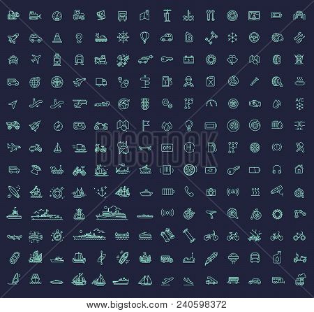 178 Transport Icons, Simple And Thin Line Design