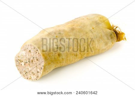 German Specialty Liverwurst (leberwurst) Over White Background