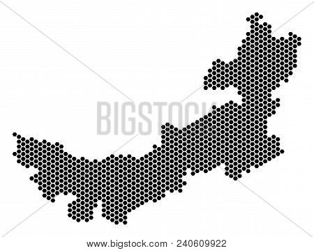 Hexagonal Chinese Inner Mongolia Map. Vector Geographic Plan On A White Background. Abstract Chinese