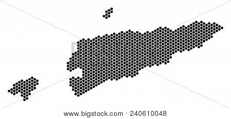Hexagonal East Timour Map. Vector Geographic Plan On A White Background. Abstract East Timour Map Co