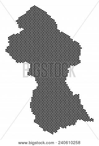 Hex Tile Guyana Map. Vector Territory Plan On A White Background. Abstract Guyana Map Mosaic Is Done