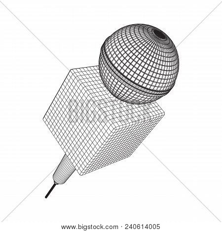 Microphone Vector. Wireframe Low Poly Mesh News Illustration. News On Tv And Radio. Interview.