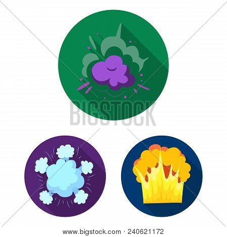 Different Explosions Flat Icons In Set Collection For Design.flash And Flame Vector Symbol Stock  Il