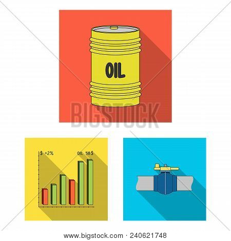 Oil Industry Flat Icons In Set Collection For Design. Equipment And Oil Production Vector Symbol Sto