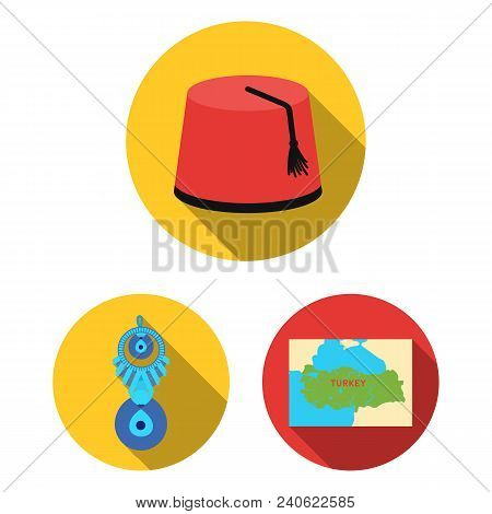Turkey Country Flat Icons In Set Collection For Design.travel And Attractions Vector Symbol Stock  I