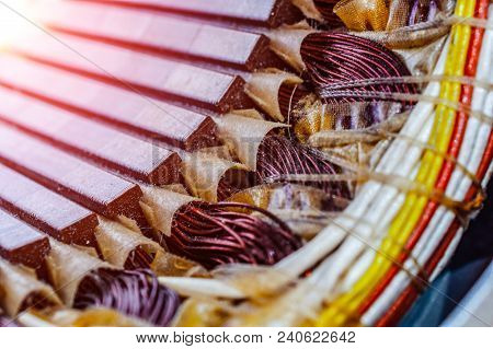 Electric Motor Stator With Winding Coil , View Of Inside Of Electric Motor.