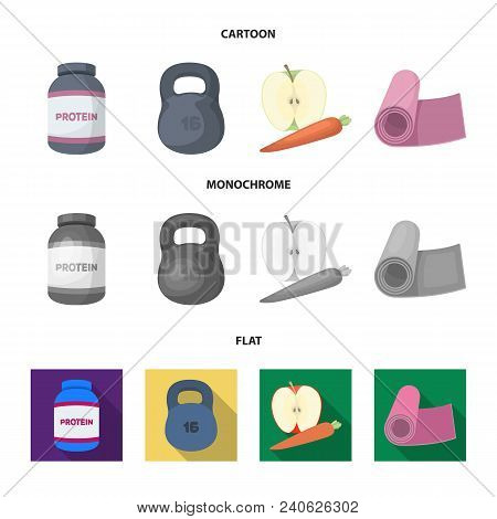 Protein, Vitamins And Other Equipment For Training.gym And Workout Set Collection Icons In Cartoon, 