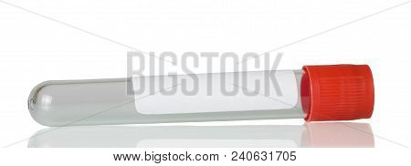 Sterile Test Tube For Blood Collection For Analysis Isolated On White Background