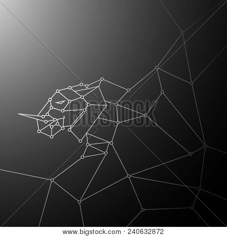 Monochrome Elephant Illustration. Modern Vector Design With Low Poly Effect.