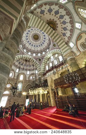 Istanbul, Turkey: Interior Of Mihrimah Sultan Mosque By Mimar Sinan In Uskudar District On April 14,