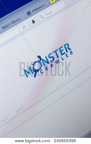 Ryazan, Russia - May 13, 2018: Monstercrawler Website On The Display Of Pc, Url - Monstercrawler.com