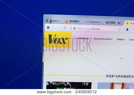 Ryazan, Russia - May 13, 2018: Vox Website On The Display Of Pc, Url - Vox.com
